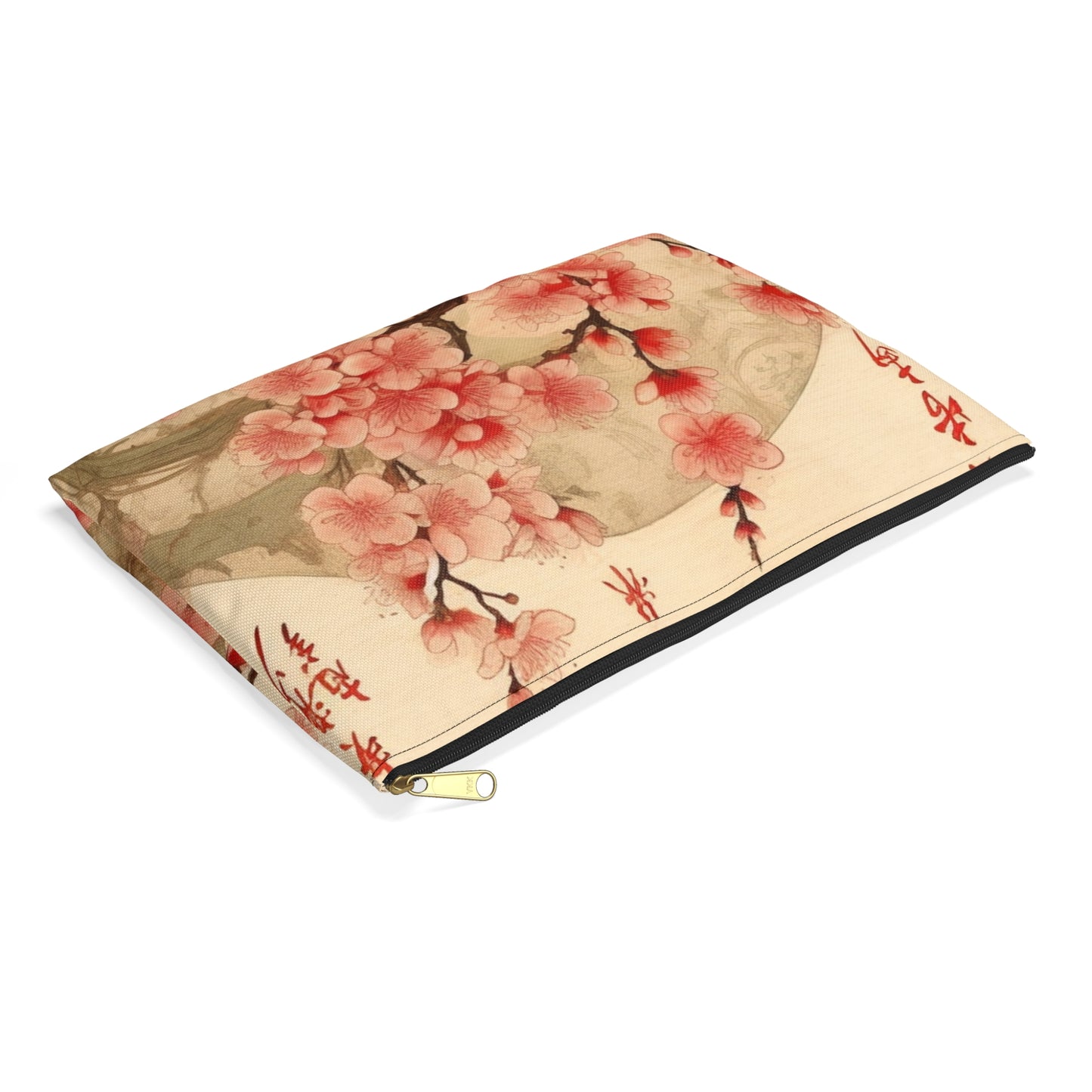 Whimsical Blossom Dreams: Accessory Pouch with Delightful Flower Drawings and Cherry Blossoms