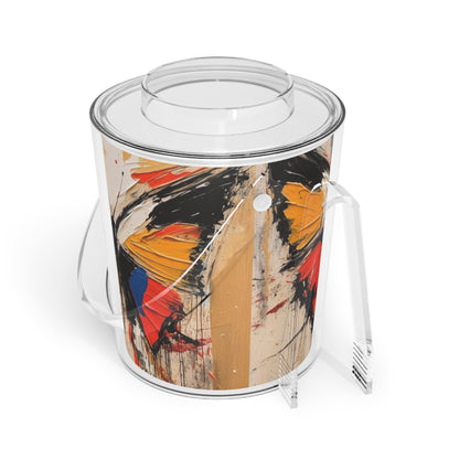 Abstract Bauhaus Design: Ice Bucket with Tongs with Butterfly-Inspired Brush Strokes