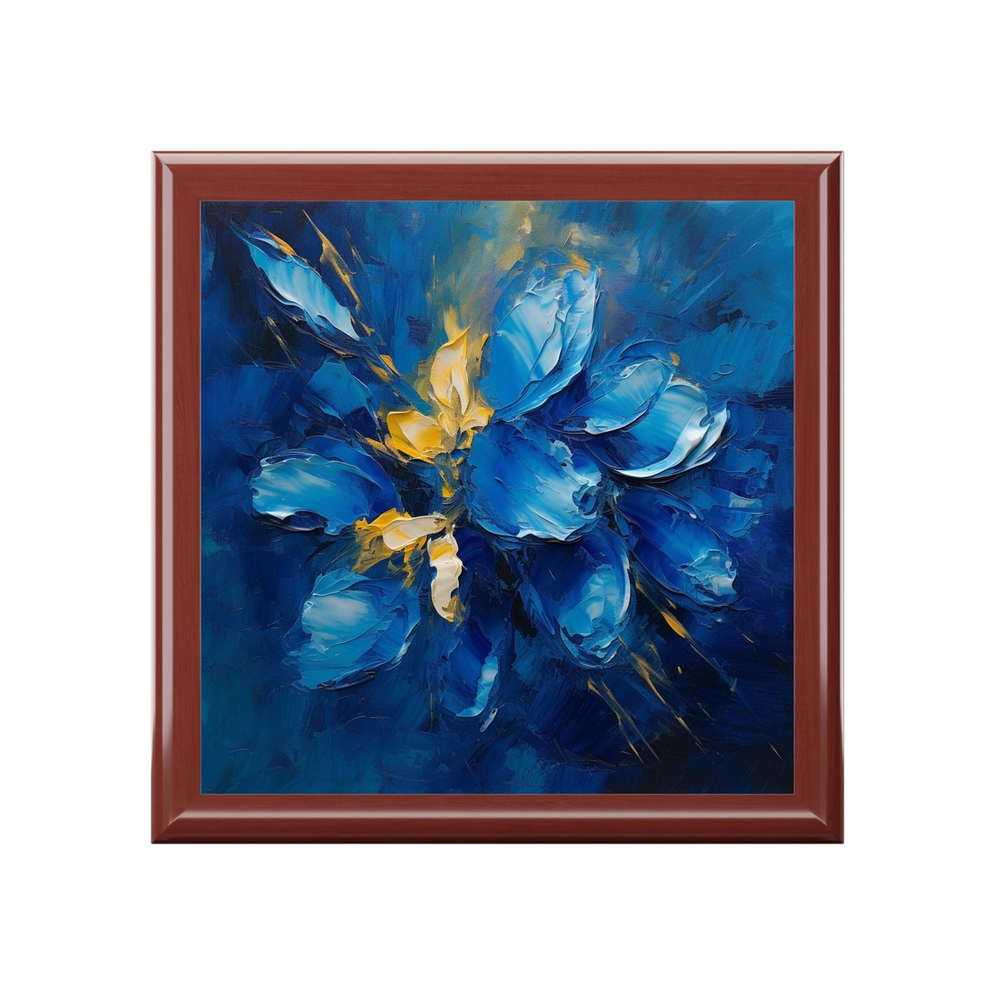 Abstract Wallpaper Jewelry Box: Immersive Floral Beauty with Blue Orchid Motif