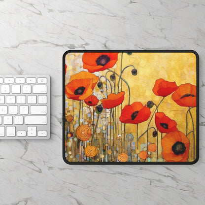 Elevate Your Sip: Gaming Mouse Pad Adorned with Gustav Klimt's Poppies