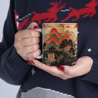 Ceramic Mug: Custom Japanese Tapestry - Infuse Your Coffee Break with Unique Artistic Expression