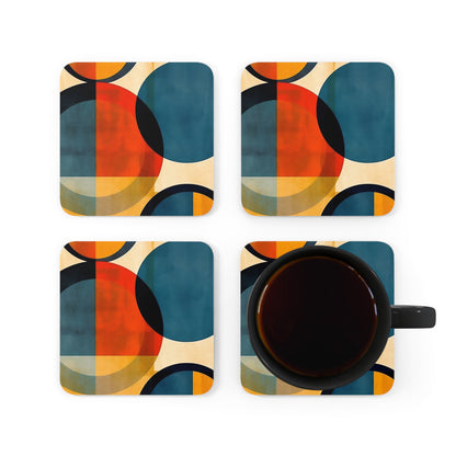 Geometric Abstraction Extravaganza: Corkwood Coaster Set for Art Enthusiasts