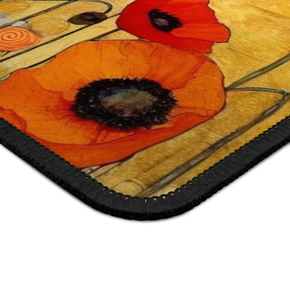 Elevate Your Sip: Gaming Mouse Pad Adorned with Gustav Klimt's Poppies