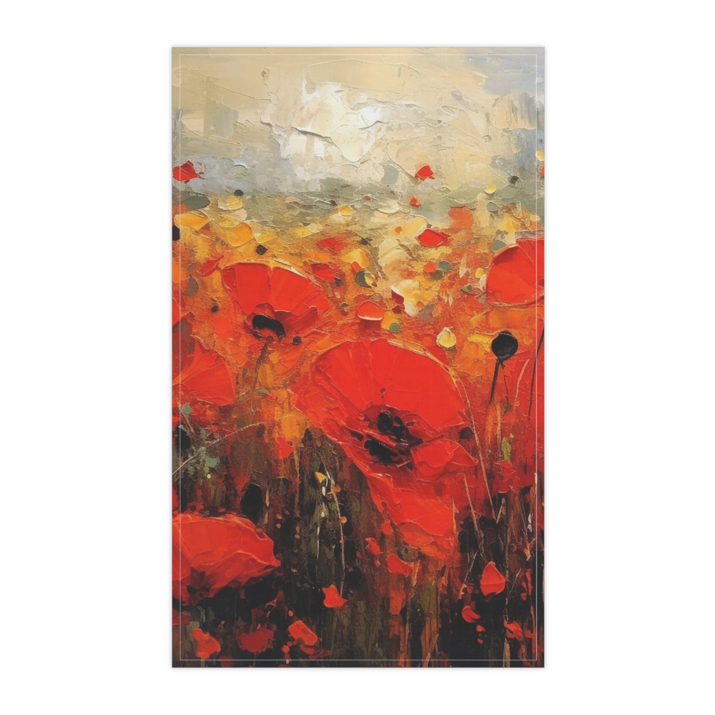 Whimsical Poppy Art on Kitchen Towel