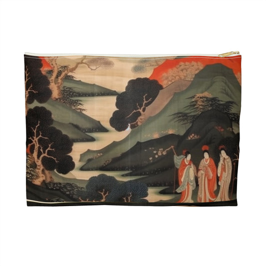 Custom Japanese Tapestry on a Accessory Pouch - Unique Artistic Expression