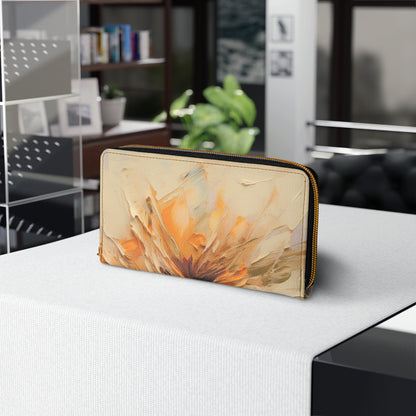 A Brush of Nature's Elegance: Zipper Wallet for Artistic Flower Lovers