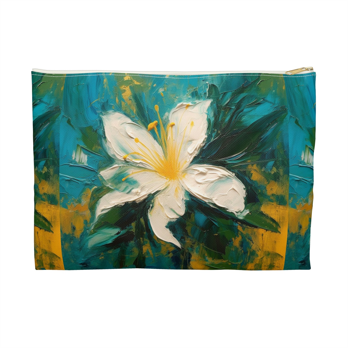 Floral Symphony: Accessory Pouch featuring an Abstract Oil Painting of Jasmine