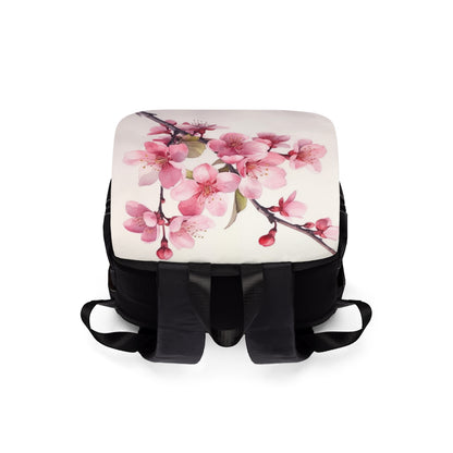 Artistic Flourish: Floral Watercolor Cherry Blossom Unisex Casual Shoulder Backpack