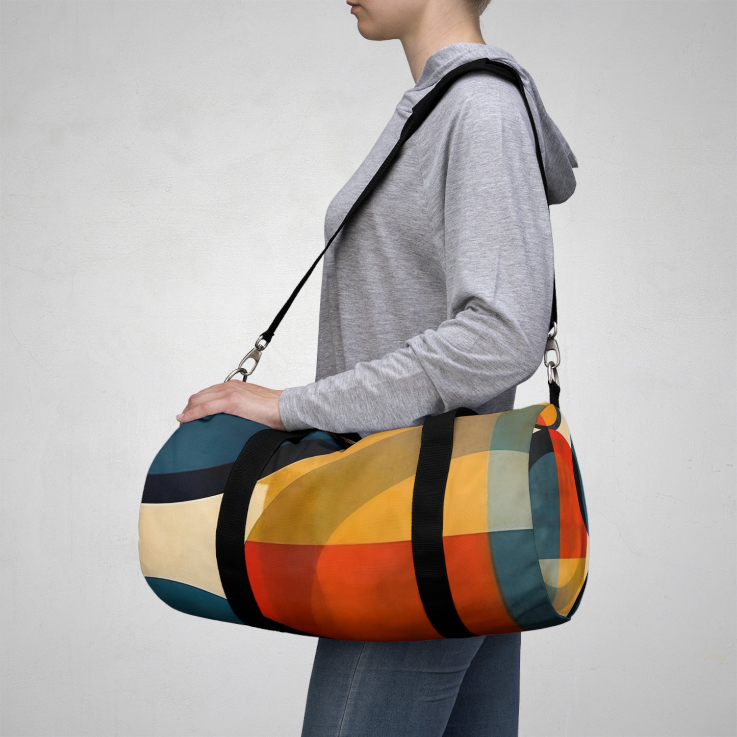 Geometric Abstract Expression: Fuse Art and Fashion with our Duffel Bag