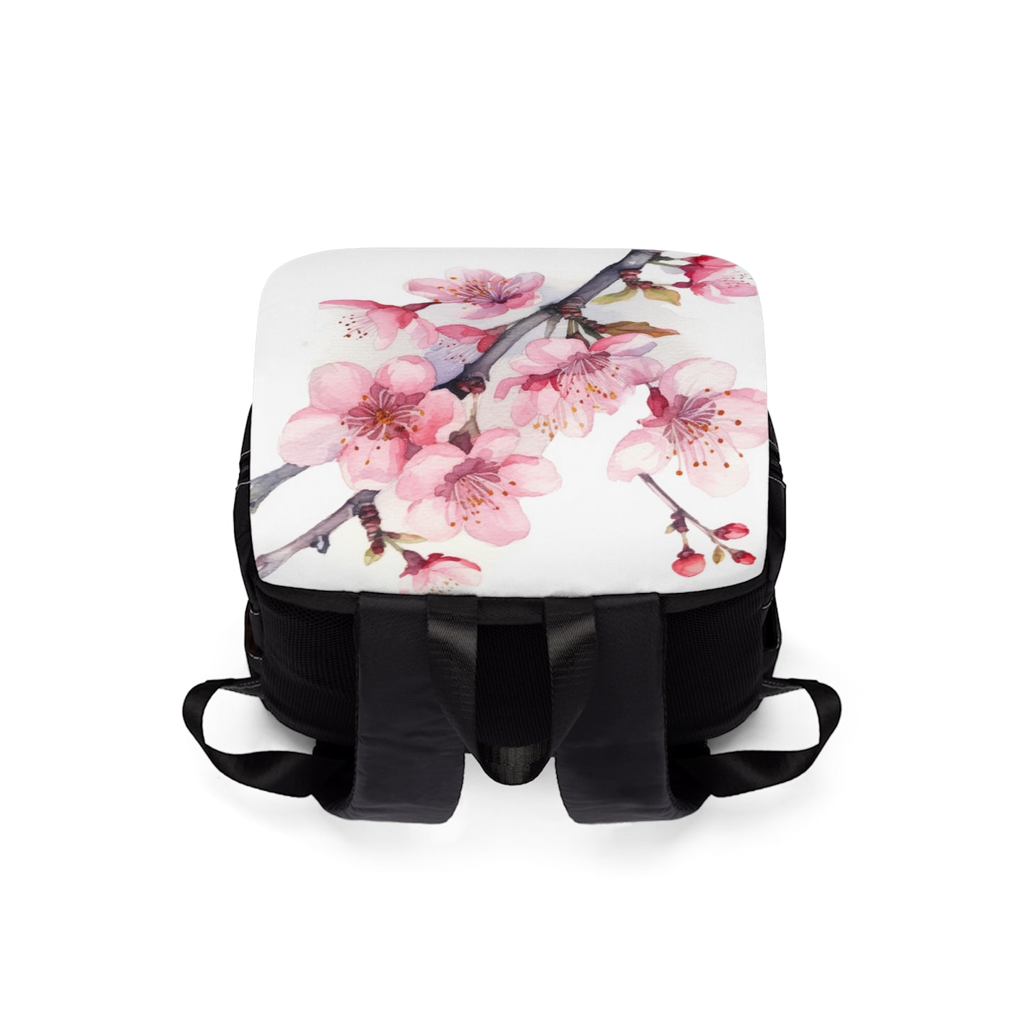 Blossoming Serenity: Watercolor Cherry Blossom Unisex Casual Shoulder Backpack