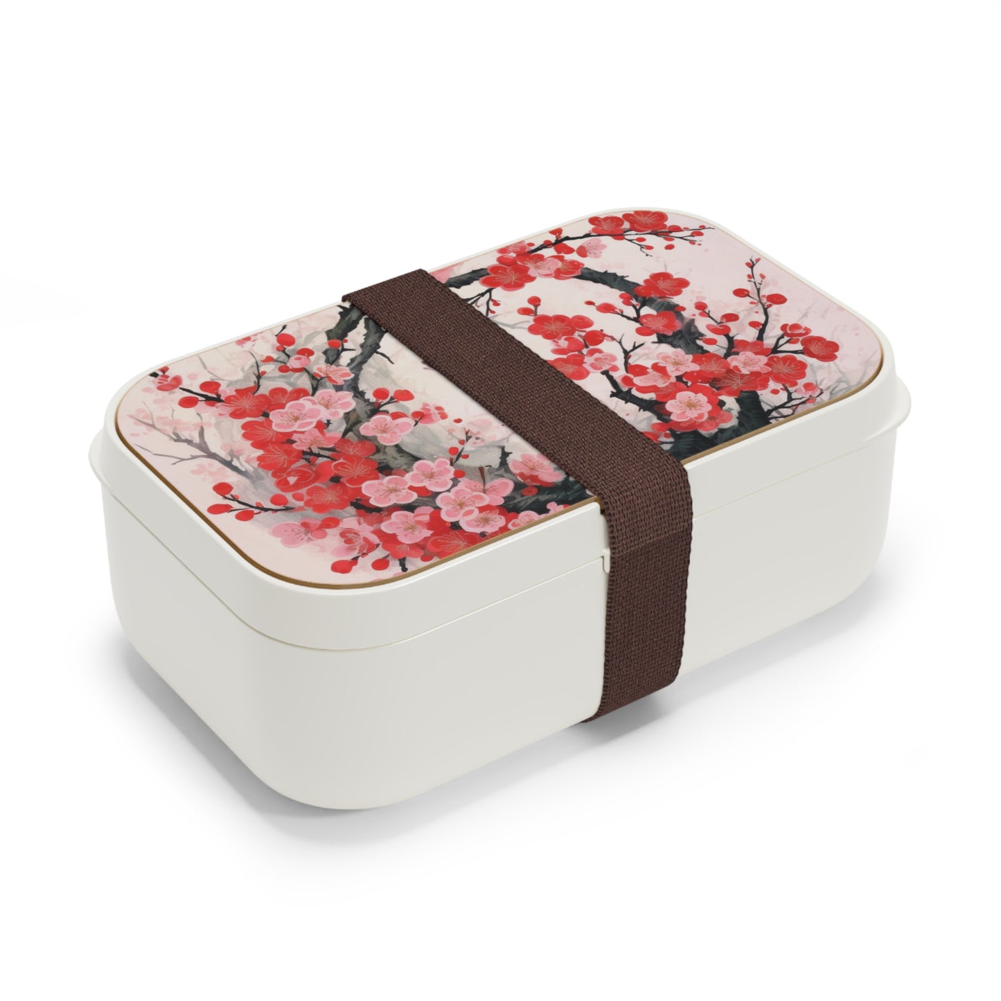 Cherry Blossom Delight: Bento Box Adorned with Intricate Flower Drawings and Artistry