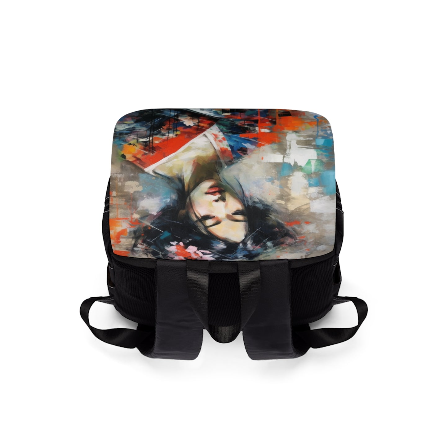 Unisex Casual Shoulder Backpack with Geisha Art: Style with Japanese Artistic Flair