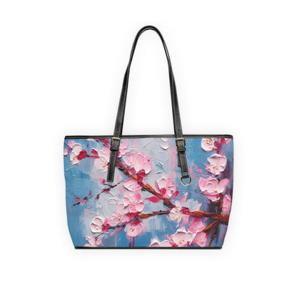 PU Leather Shoulder Bag with Abstract Cherry Blossom Drawing: Embrace the Serenity