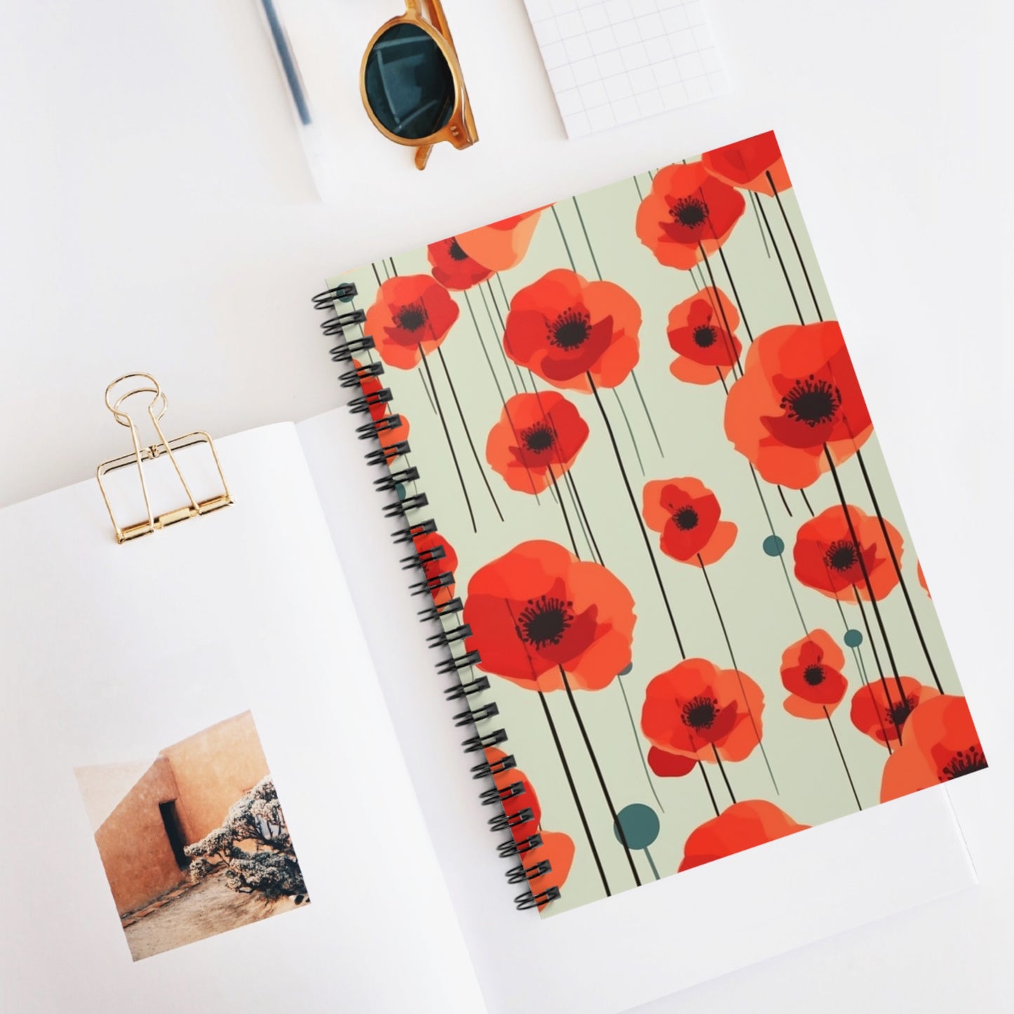 Artistic Delight: Modern Art Spiral Notebook Inspired by Gustav Klimt's Poppies