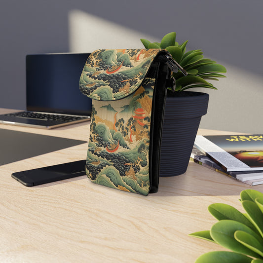 Harmony of the Elements: Japanese Tapestry-Inspired Small Cell Phone Wallet