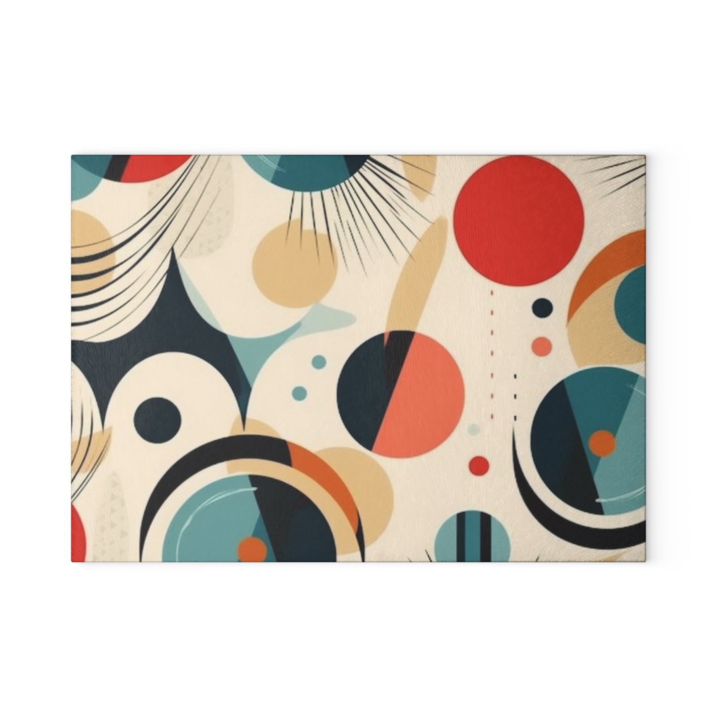 Abstract Elegance: Midcentury Modern Glass Cutting Board with Modern Abstract Art and Vintage Fashion