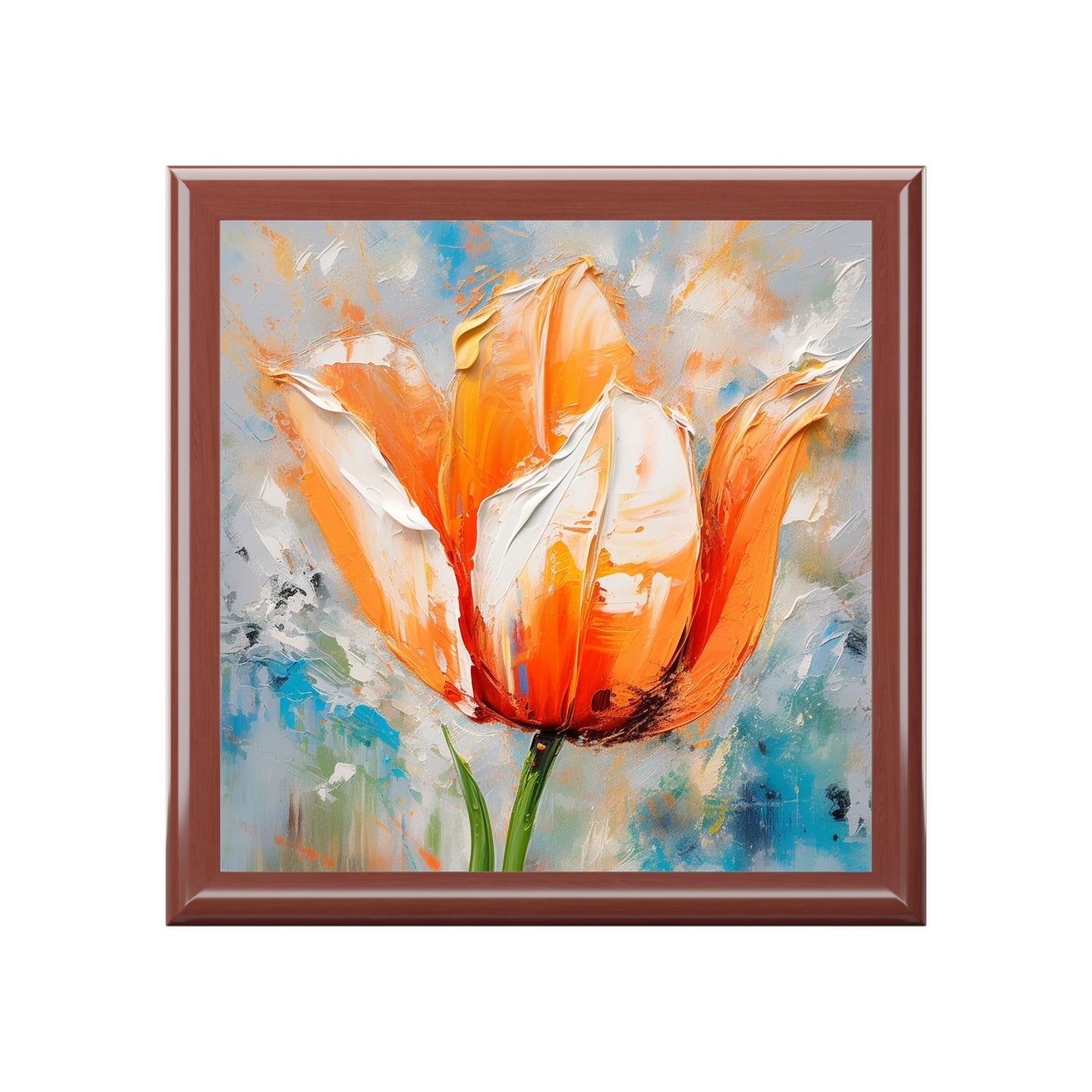 Jewelry Box with Vibrant Orange Tulip: Embrace the Beauty of Nature