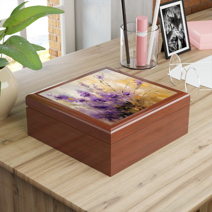 Expressive Lavender Drawing on Jewelry Box: A Symphony of Colors and Petals