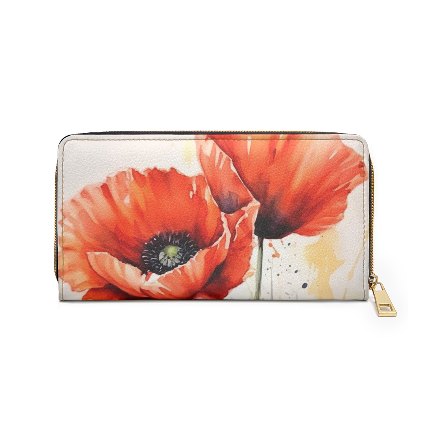 Whimsical Poppy Flower Watercolor Zipper Wallet: An Artistic Delight