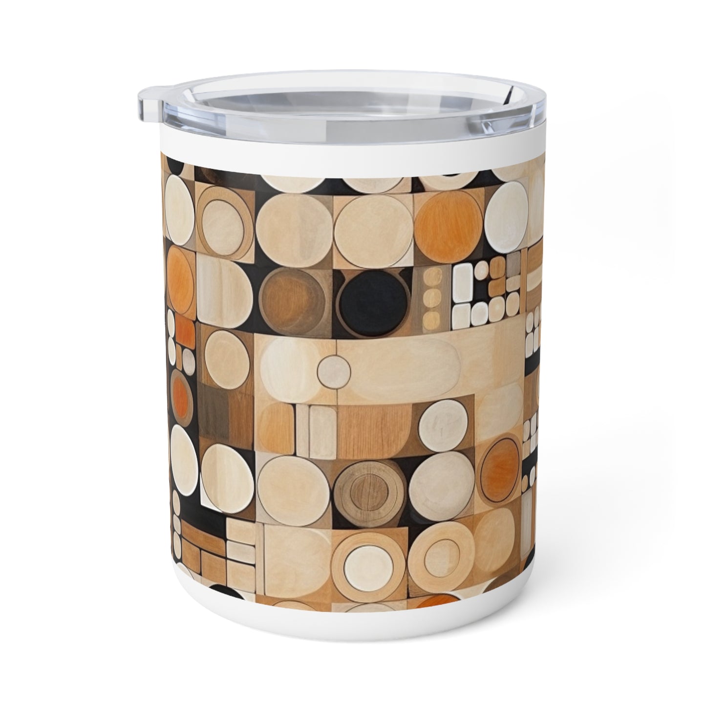 Earthy Elegance: Insulated Coffee Mug with Geometric Harmony