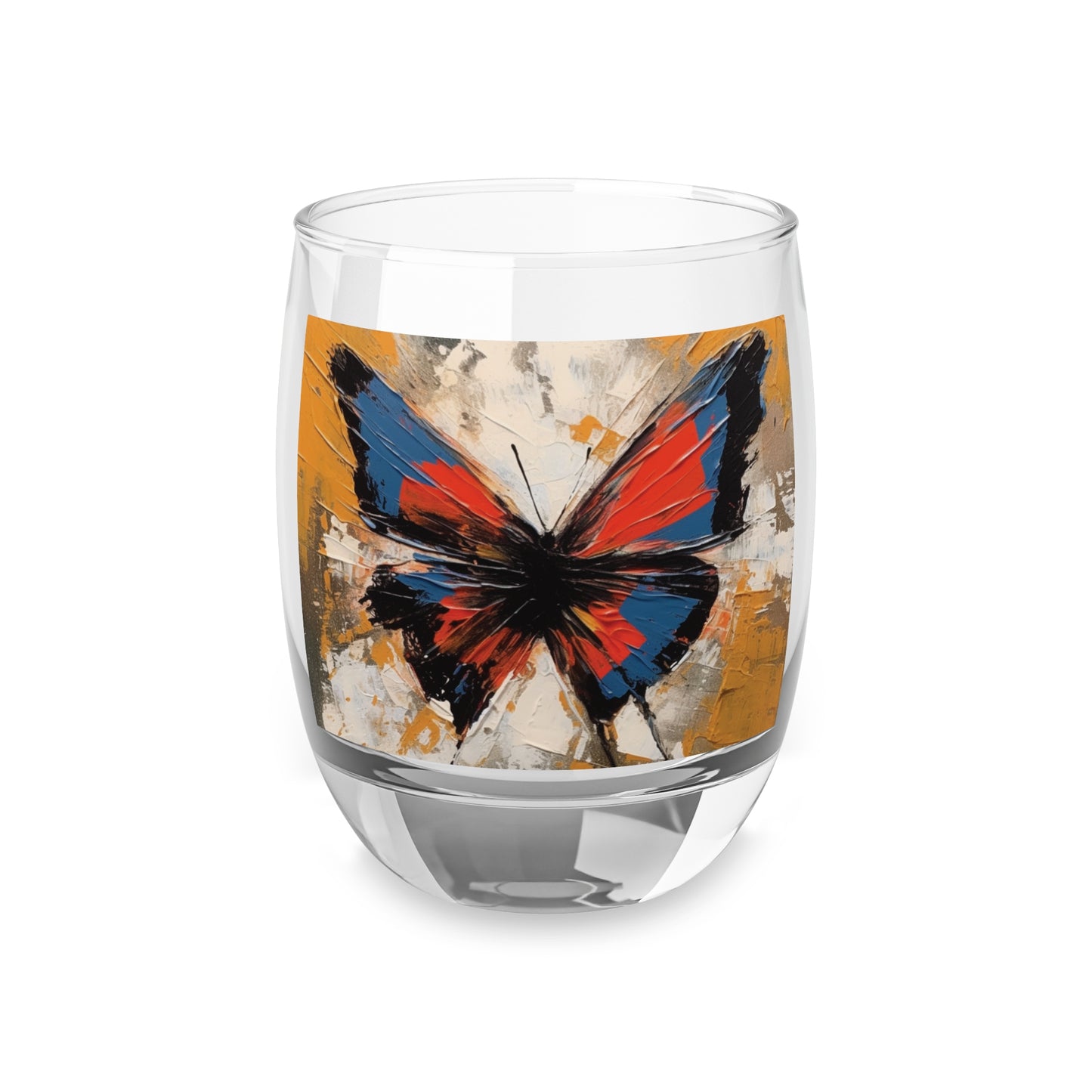 Bauhaus-Inspired Butterfly Wings: Whiskey Glass for Abstract Art Enthusiasts