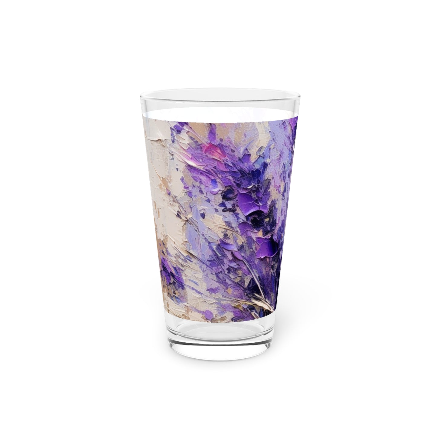 Vibrant Lavender Art on Pint Glass: A Floral Delight for Your Senses