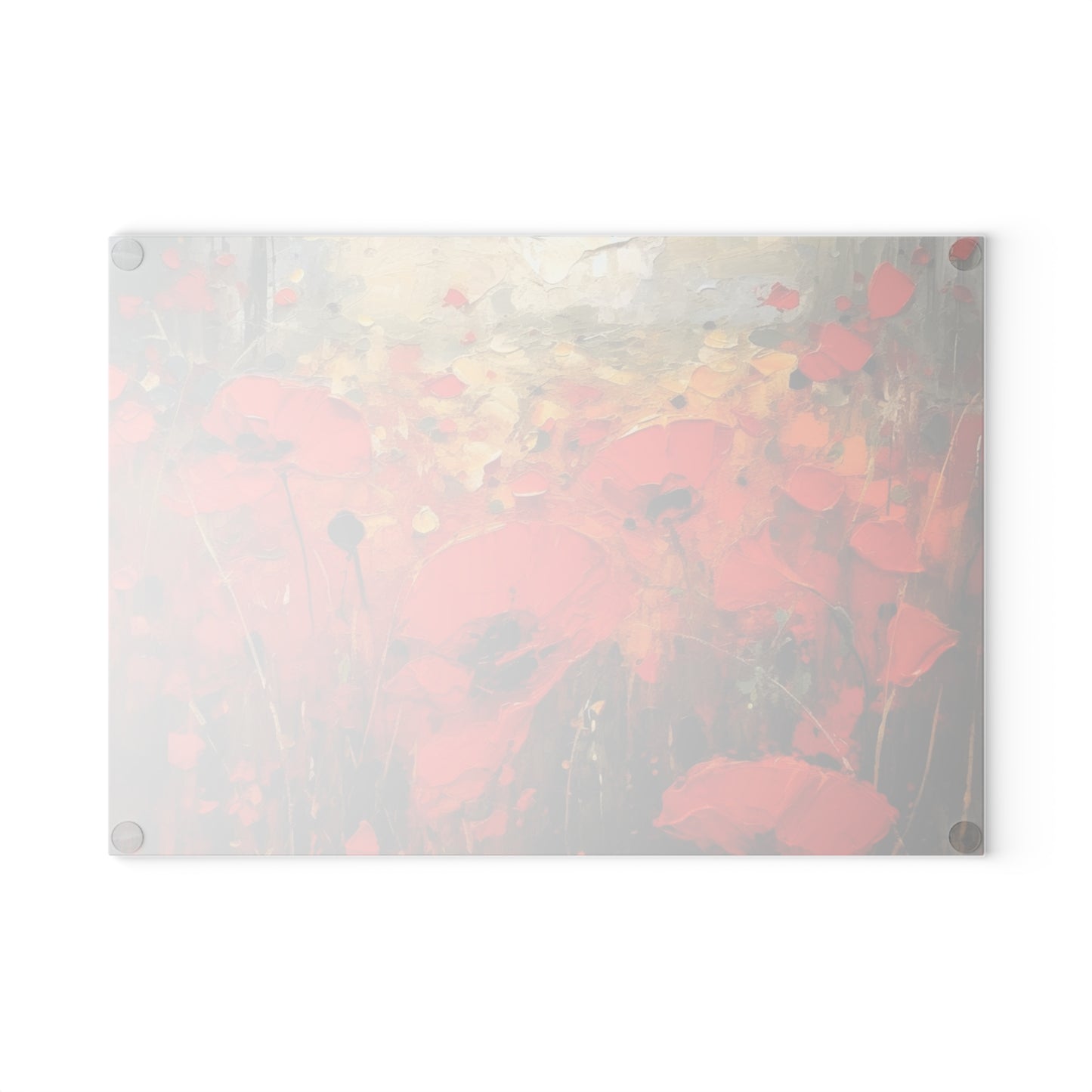 Whimsical Poppy Art on Glass Cutting Board