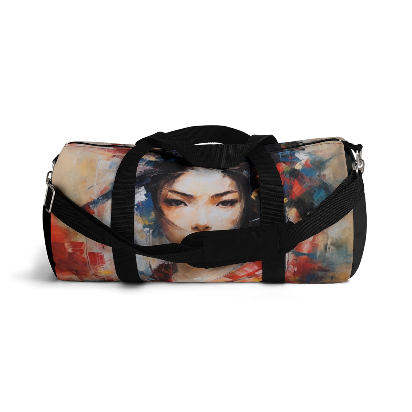 Abstract Geisha Art Duffel Bag: Captivating Brushstrokes in a Japanese Aesthetic