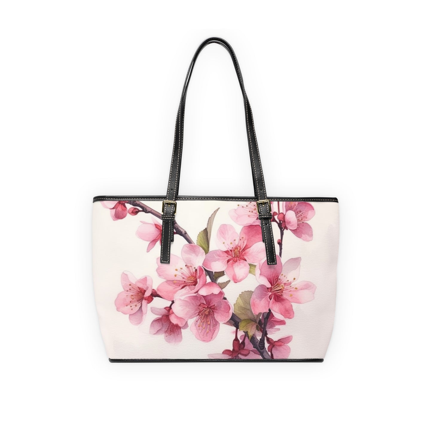 Artistic Flourish: Floral Watercolor Cherry Blossom PU Leather Shoulder Bag