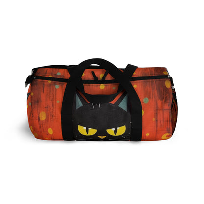 Fashionably Retro Feline: Midcentury Modern Duffel bag with a Vintage Cat-Inspired Flair