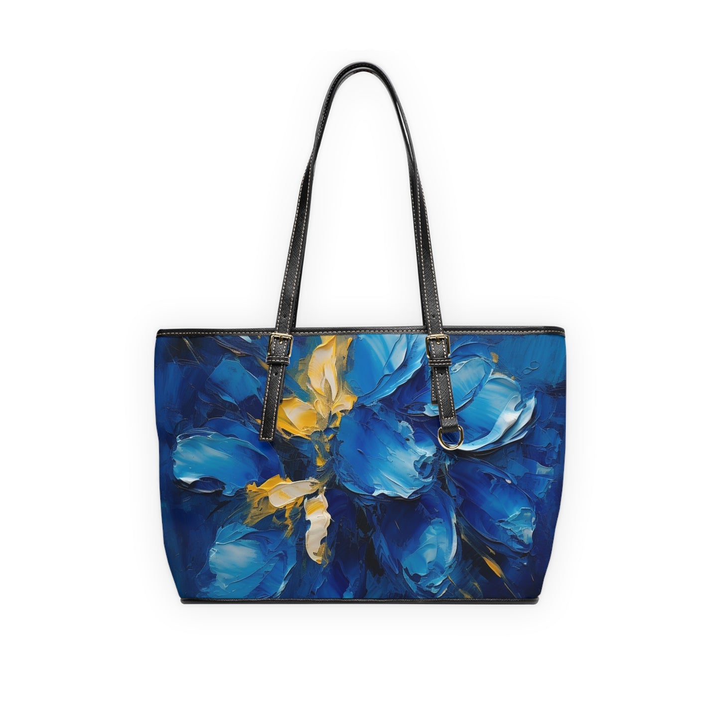 Abstract Wallpaper PU Leather Shoulder Bag: Immersive Floral Beauty with Blue Orchid Motif