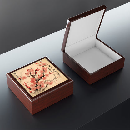 Floral Fusion: Jewelry Box Merging Cherry Blossom Beauty and Artistic Flower Drawings