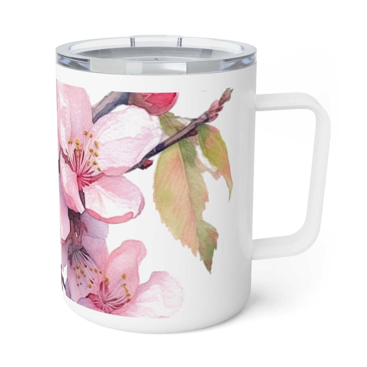 Whimsical Delight: Watercolor Cherry Blossom Tree Insulated Coffee Mug