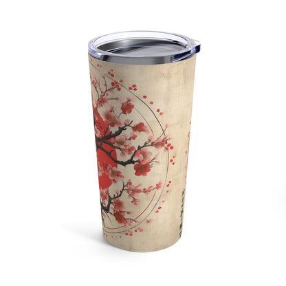 Nature's Brushstrokes: Tumbler Featuring Captivating Cherry Blossom Drawings