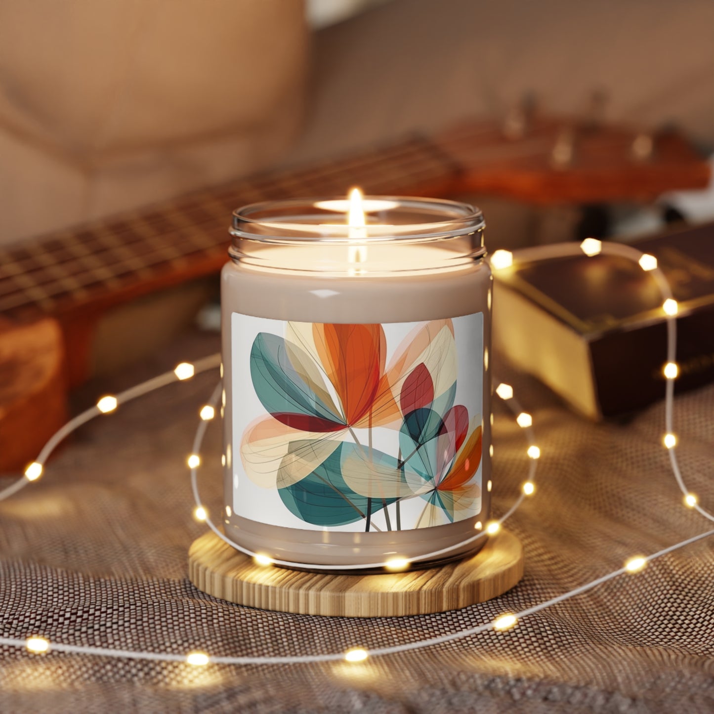 Floral Blossom: Atomic Age Scented Soy Candle with Midcentury Modern Design and Flower Drawings