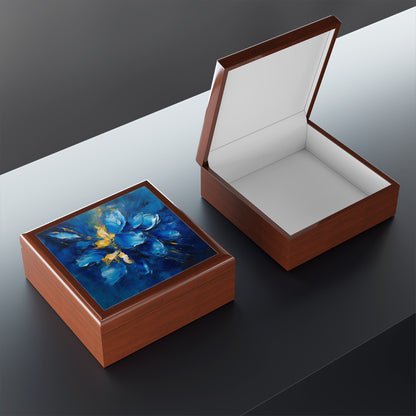 Abstract Wallpaper Jewelry Box: Immersive Floral Beauty with Blue Orchid Motif