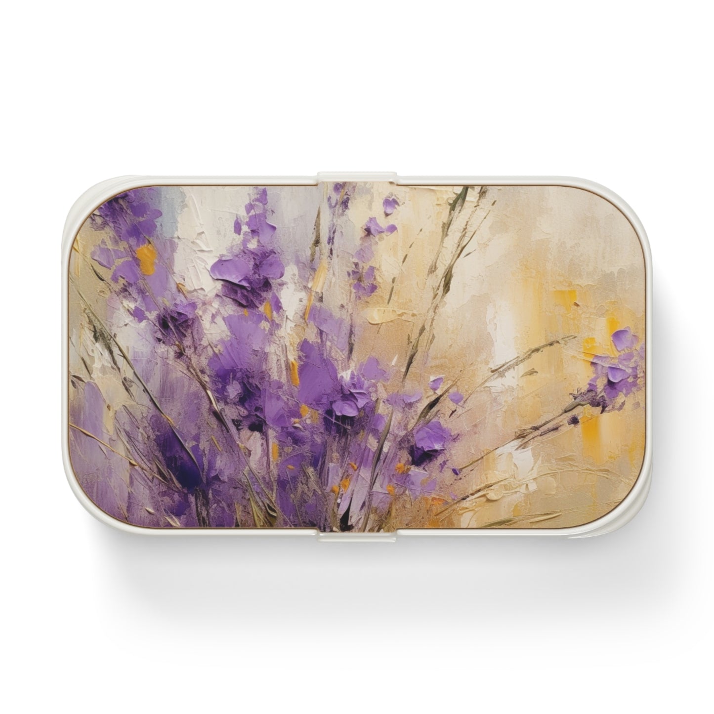 Expressive Lavender Drawing on Bento Box: A Symphony of Colors and Petals