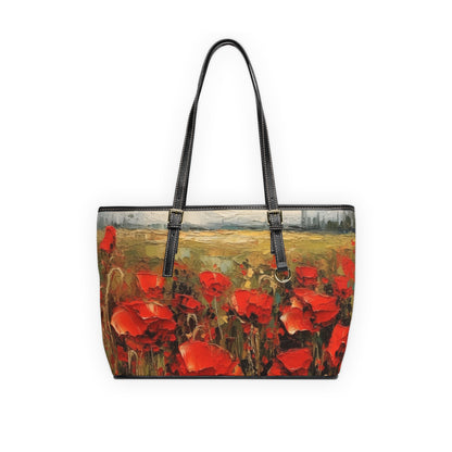 Abstract Poppy Fields: PU Leather Shoulder Bag for Artistic Inspiration