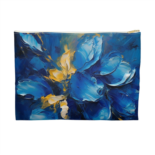 Abstract Wallpaper Accessory Pouch: Immersive Floral Beauty with Blue Orchid Motif