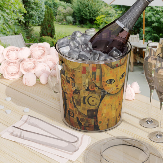 Expressions of Modernity: Klimt-Inspired Ice Bucket with Tongs