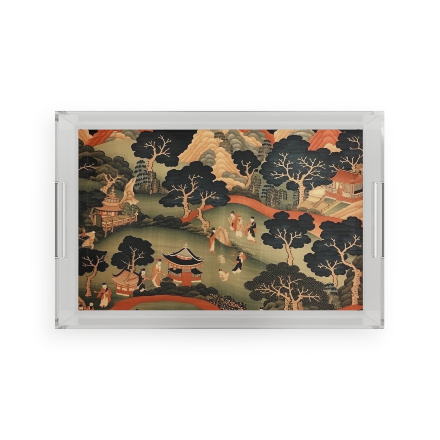 Tapestry Treasures: Japanese-inspired Acrylic Serving Tray for Art Lovers