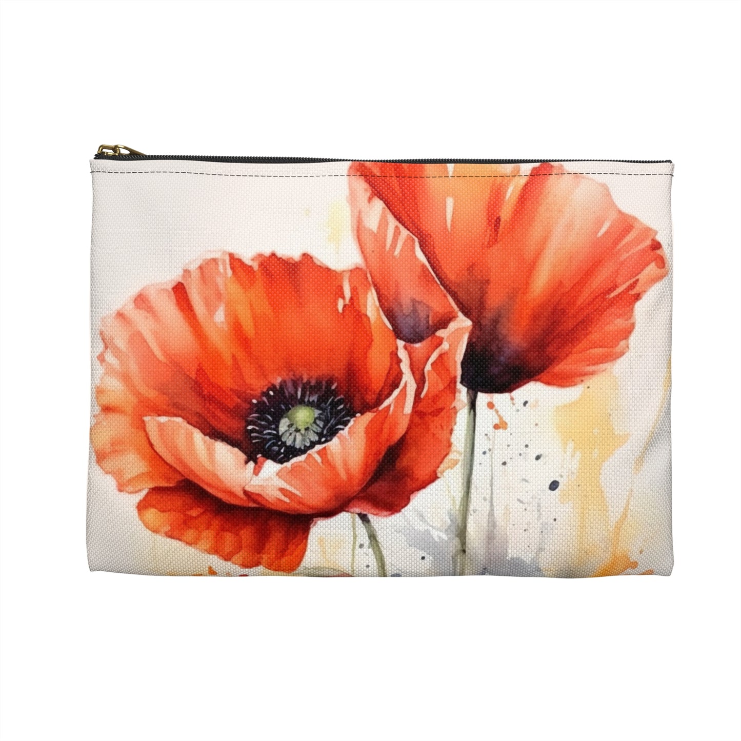 Whimsical Poppy Flower Watercolor Accessory Pouch: An Artistic Delight