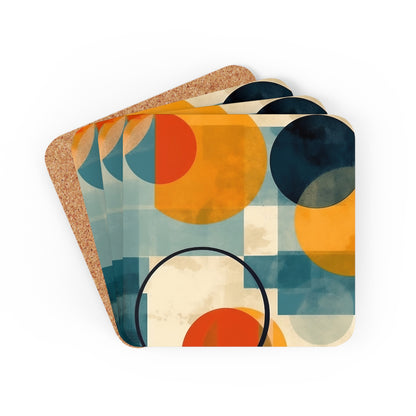 Geometric Gems: Corkwood Coaster Set Inspired by Abstract Geometric Art