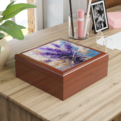 Vibrant Lavender Art on Jewelry Box: A Floral Delight for Your Senses