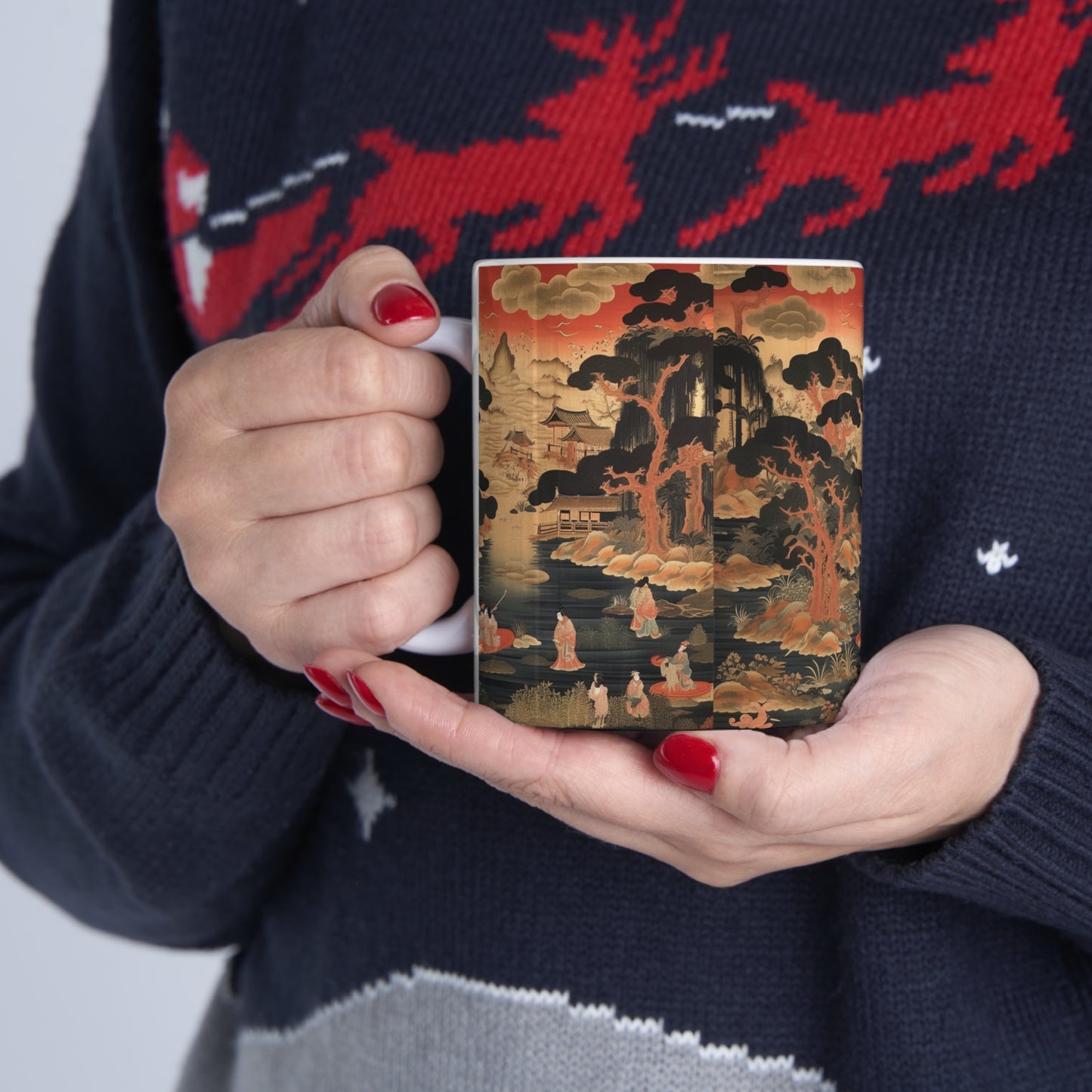 Custom Japanese Tapestry Ceramic Mug: Your Personalized Artistic Statement