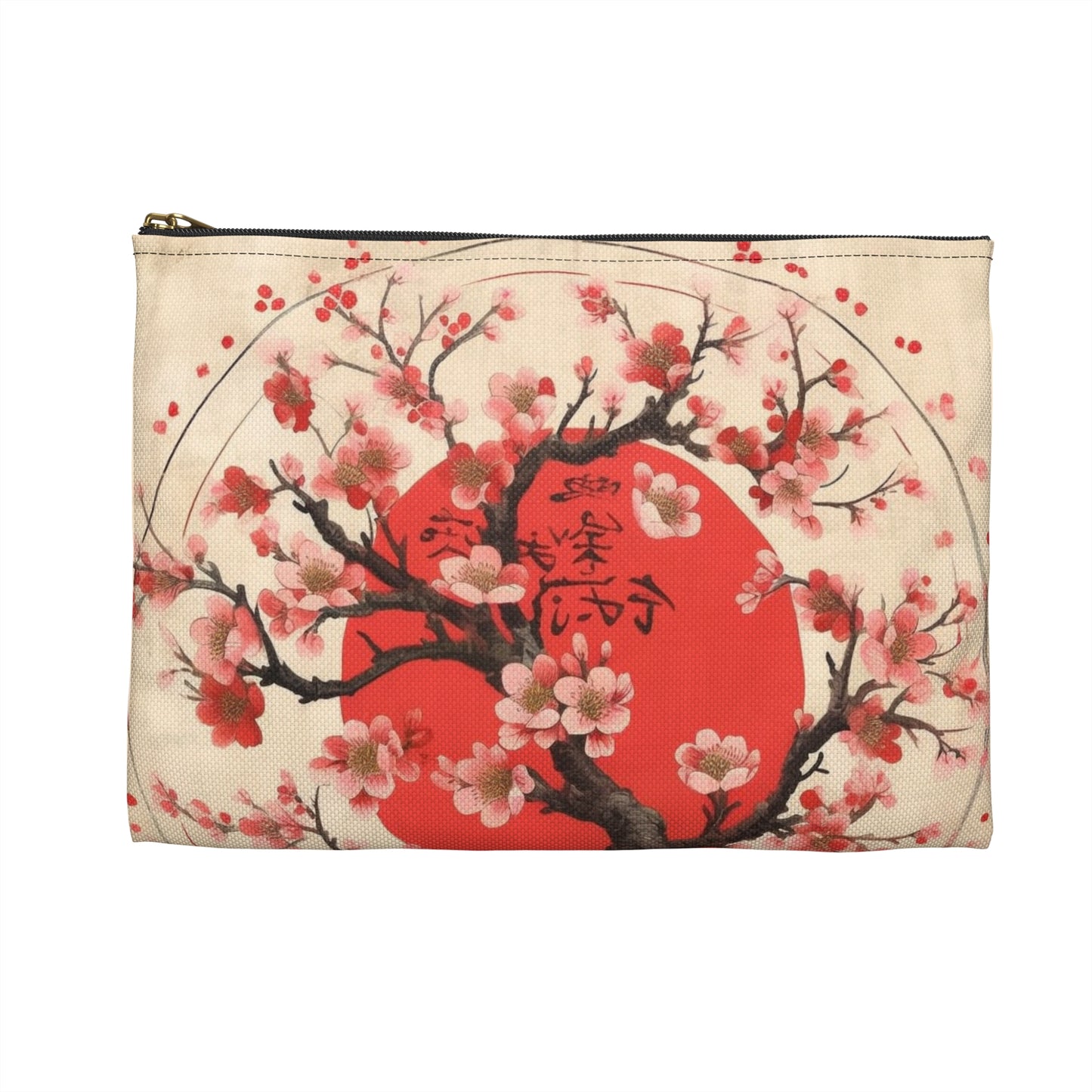 Nature's Brushstrokes: Accessory Pouch Featuring Captivating Cherry Blossom Drawings