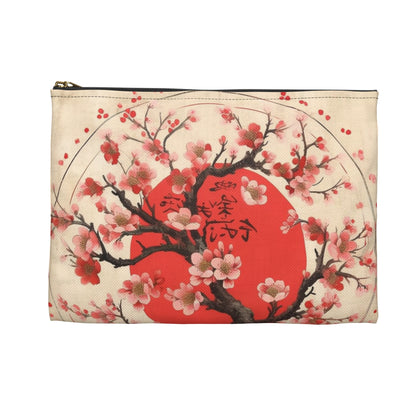 Nature's Brushstrokes: Accessory Pouch Featuring Captivating Cherry Blossom Drawings