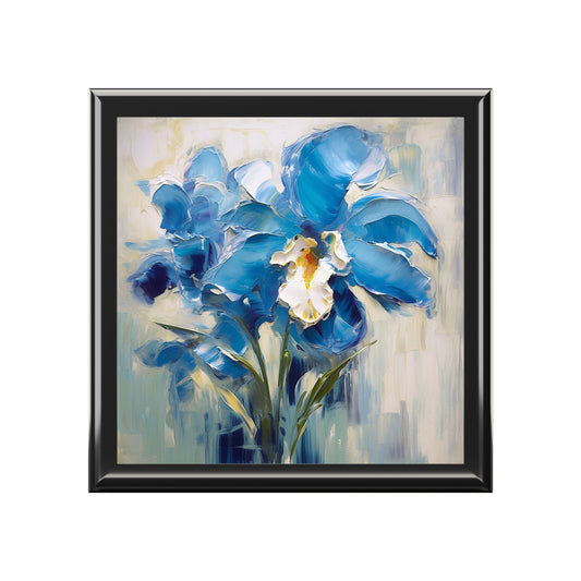 Embrace Artistic Expression with Blue Orchid Abstract Painting Jewelry Box