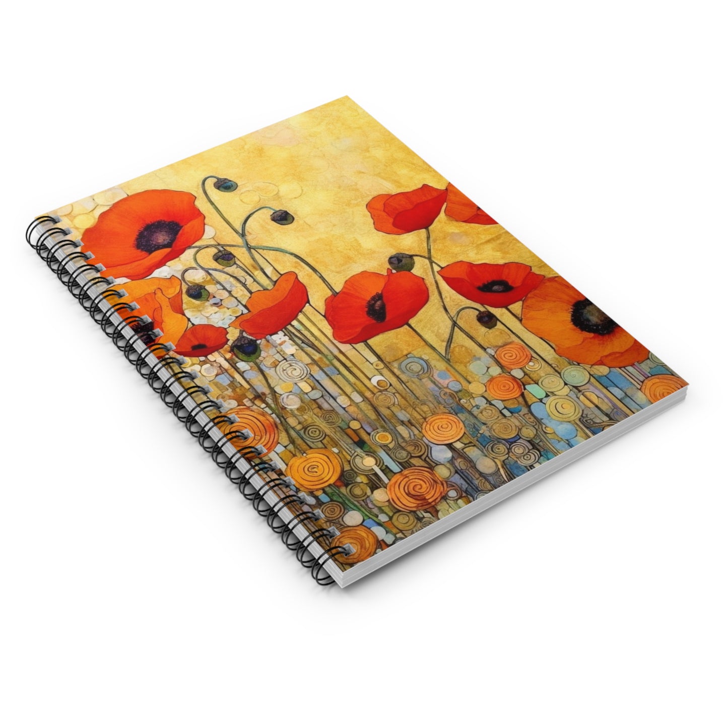 Spiral Notebook Adorned with Gustav Klimt's Poppies