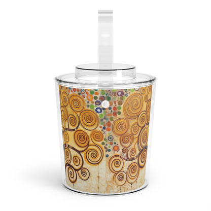 Captivating Artistry: The Tree of Life Ice Bucket with Tongs, Inspired by Gustav Klimt's Timeless Masterpiece